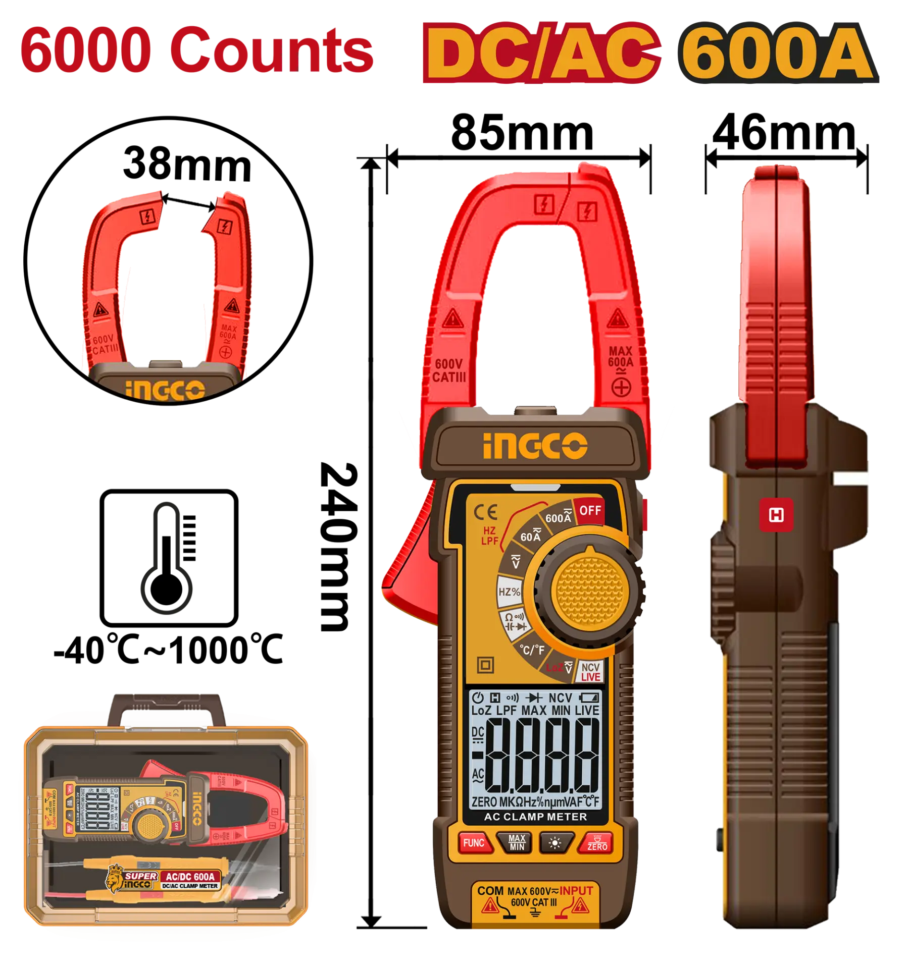 Multimetre - Multimetru / Clampmetru DC/AC 600A Industrial 6000 Puncte
