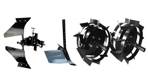 Gradina & gospodarie - Pachet Accesorii Avansat (Plug Reversibil, Rarita Reglabila, Roti Metalice 5.00 cu manicoti)