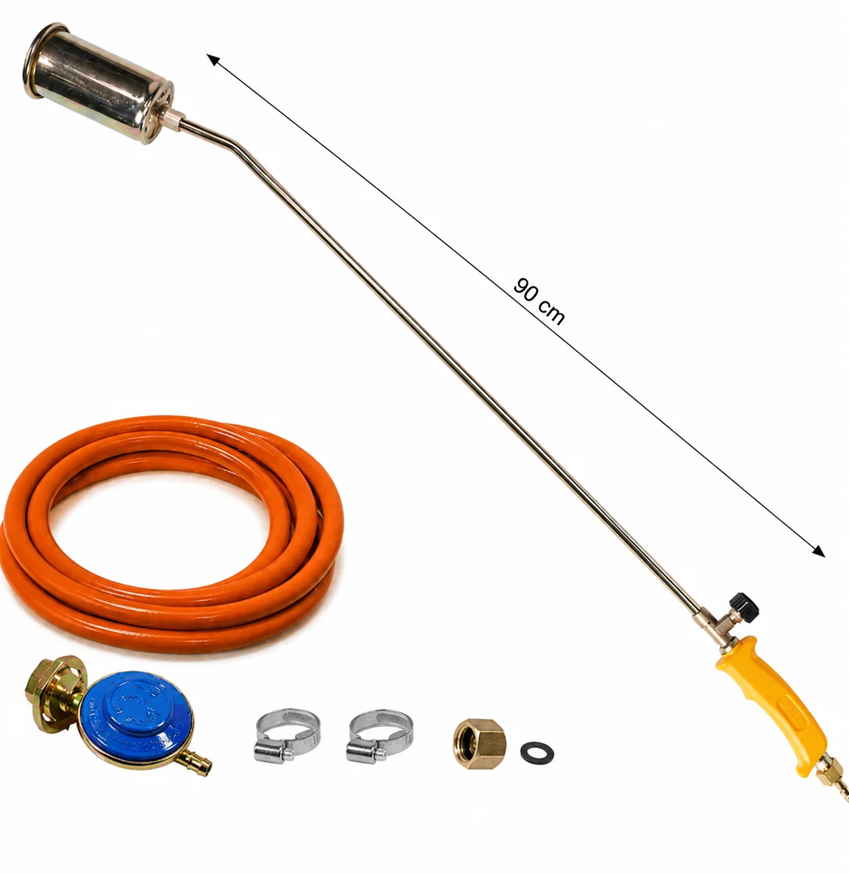 Camping - Pachet Arzător Gaz Profesional (Pârlitor) lung 900 mm × 6 mm + Kit GPL cu Furtun 3 m, Regulator și Racord
