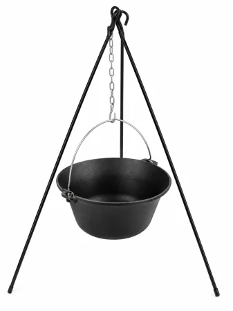 Camping - Pachet Ceaun din Fontă natur Master Gustav – 15 litri + Trepied 1,1 M