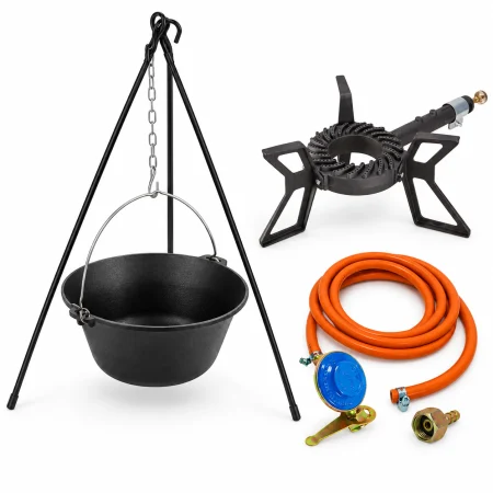 Pachet complet 15 L gătit la ceaun – ceaun emailat 15 Litri, arzator 6.5 kW, trepied 110 cm și kit GPL [0]