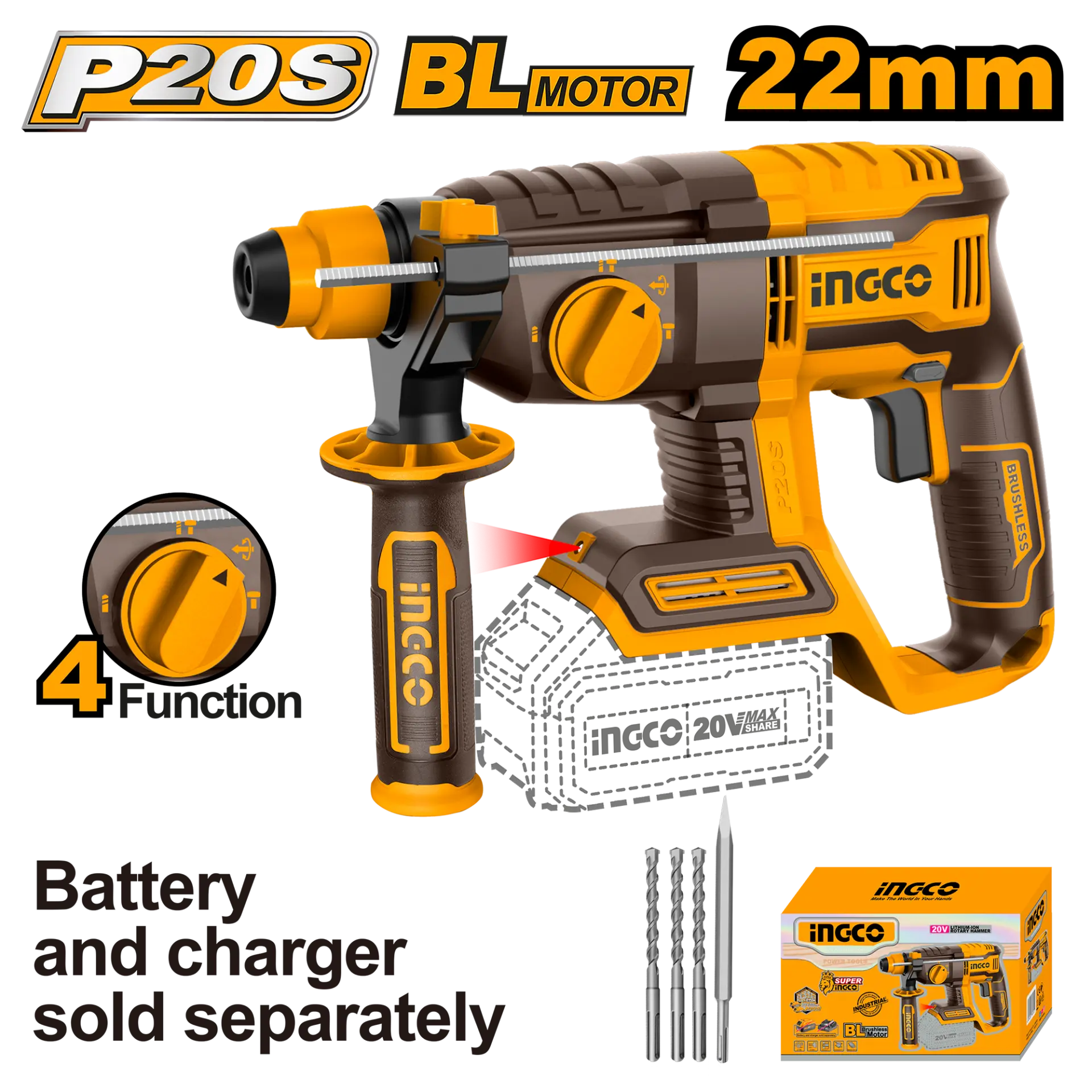 Ciocane rotopercutoare - Picamer 20V Fara Acumulator si Incarcator