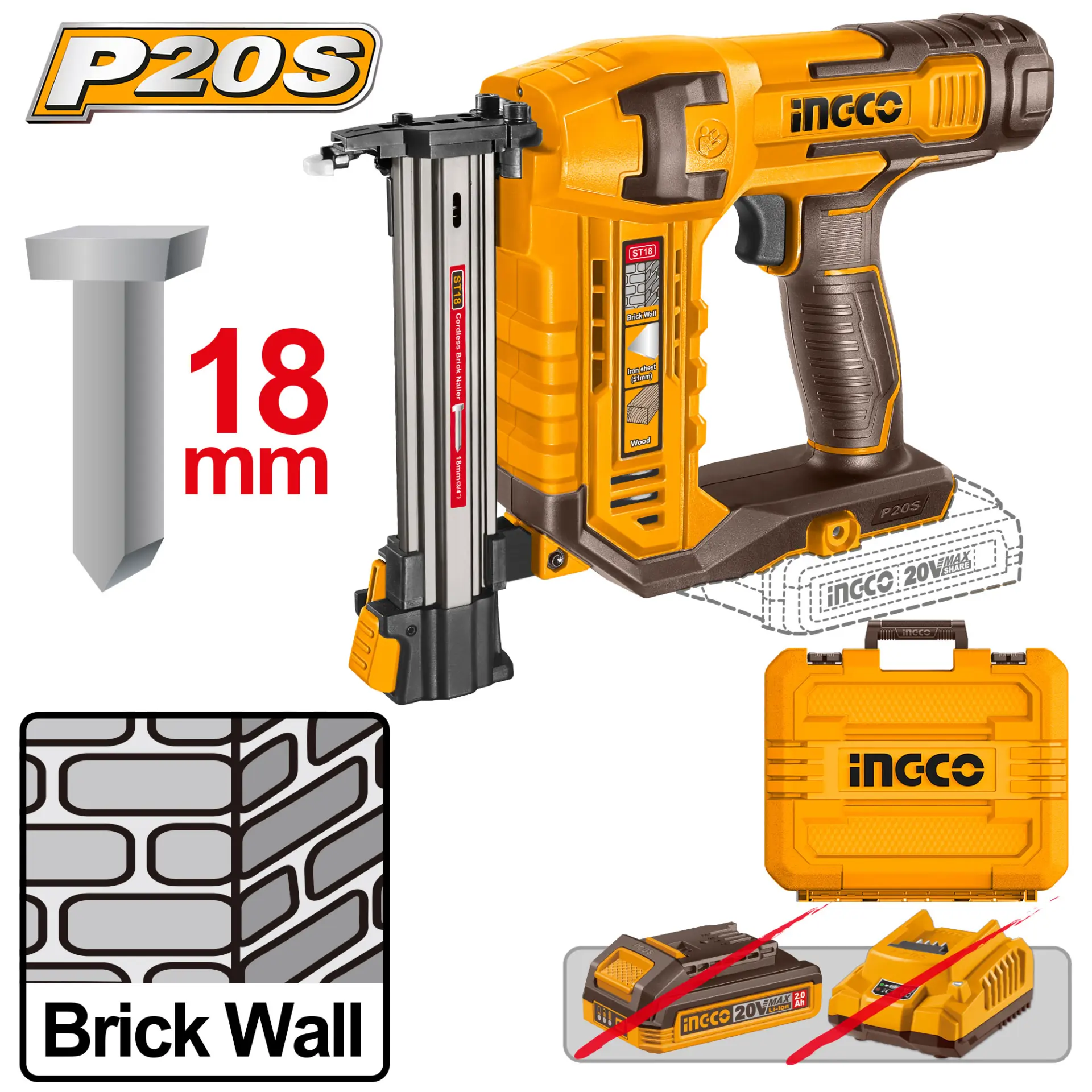 Capsatoare electrice - Pistol Cuie pentru Beton 20V