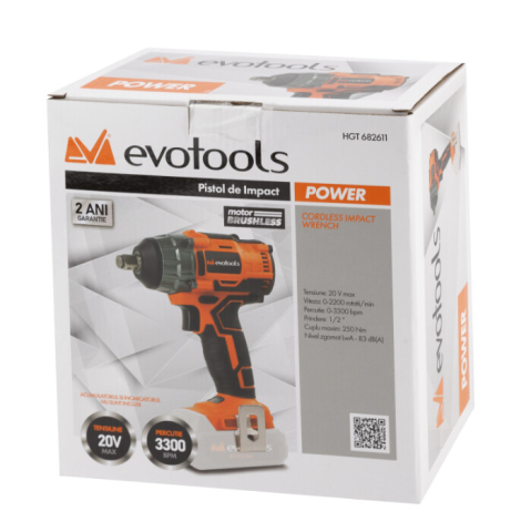Pistol de Impact Brushless 1/2 fara Acumulator si Incarcator MAX 20V POWER Evotools [1]