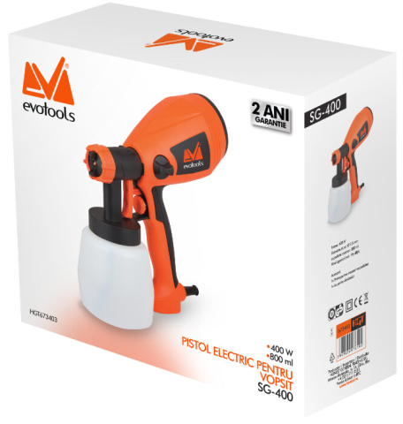 Pistol Electric pentru Vopsit SG 400 EPTO - Putere pistol 400 W Volum pistol 800 ml [1]