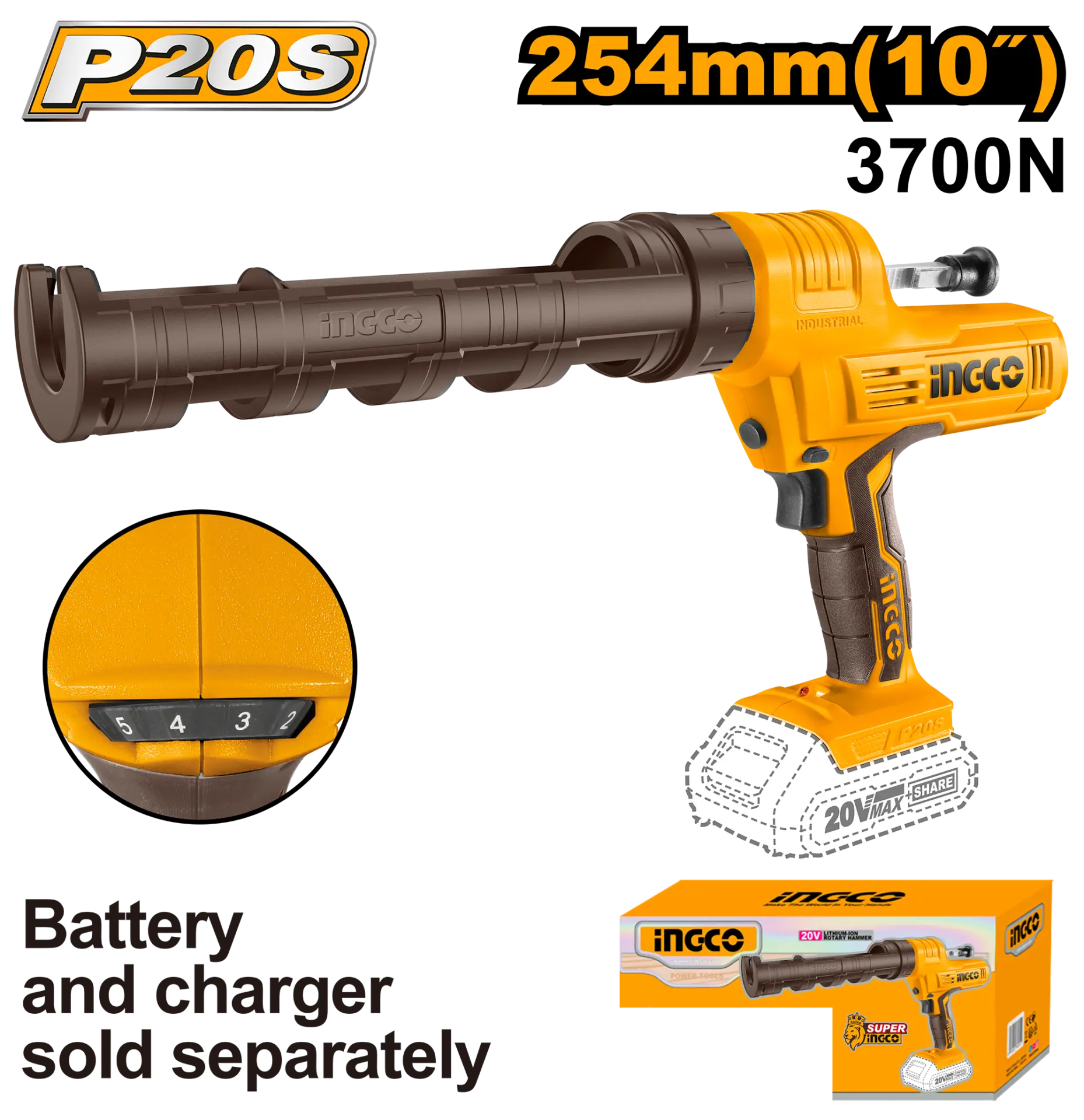 Pistoale silicon - Pistol pentru Silicon 20V Cartus de 25.4cm fara Acumulator si Incarcator