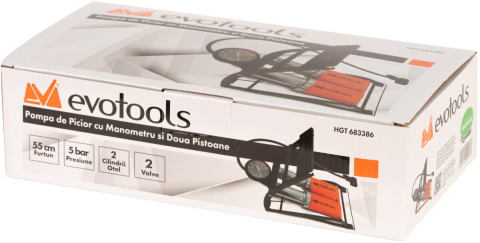 Pompa Auto de Picior cu Manometru si Doua Pistoane 2046 Evotools [1]
