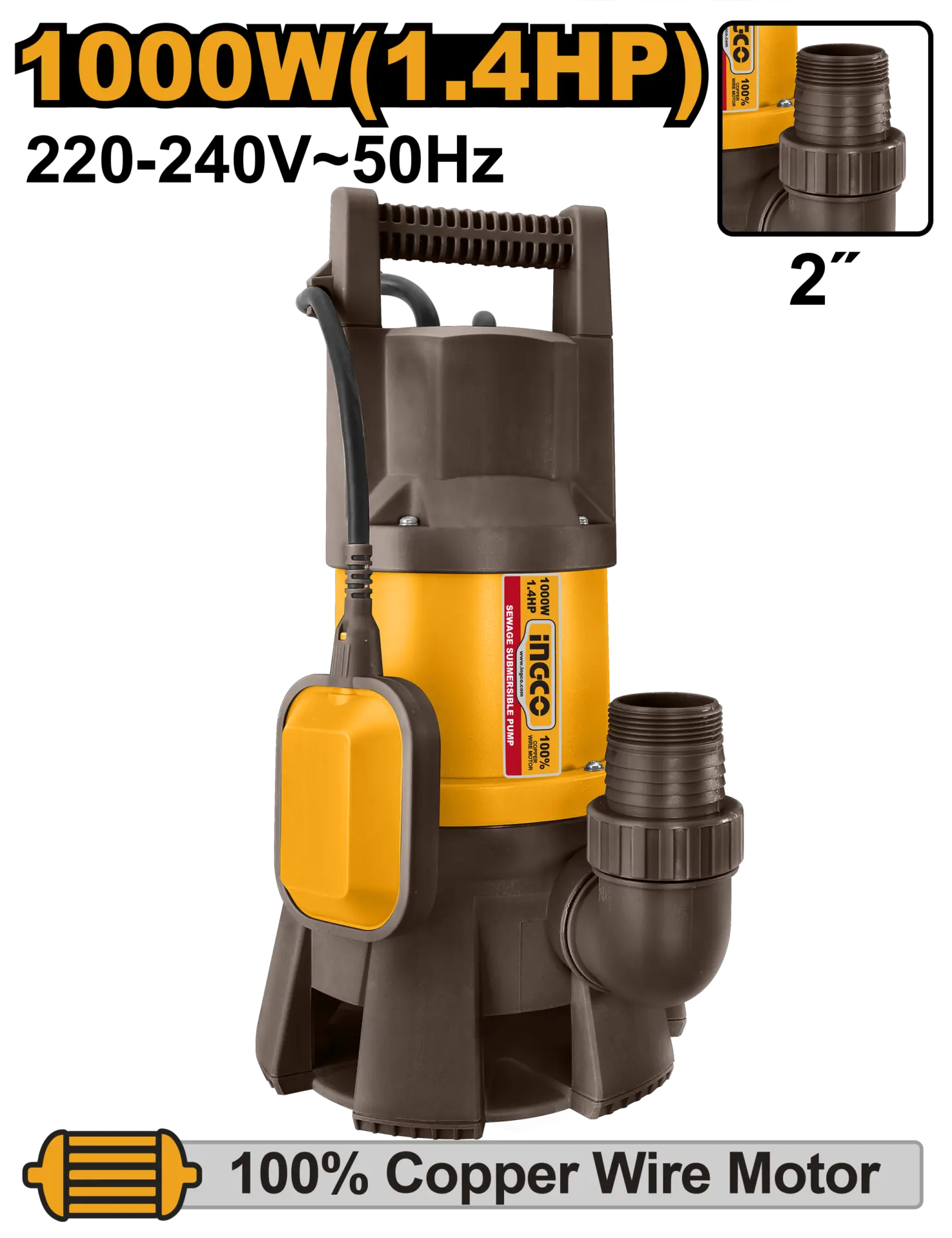 Pompe submersibile apa curata - Pompa Submersibila din Plastic cu Plutitor 1000W
