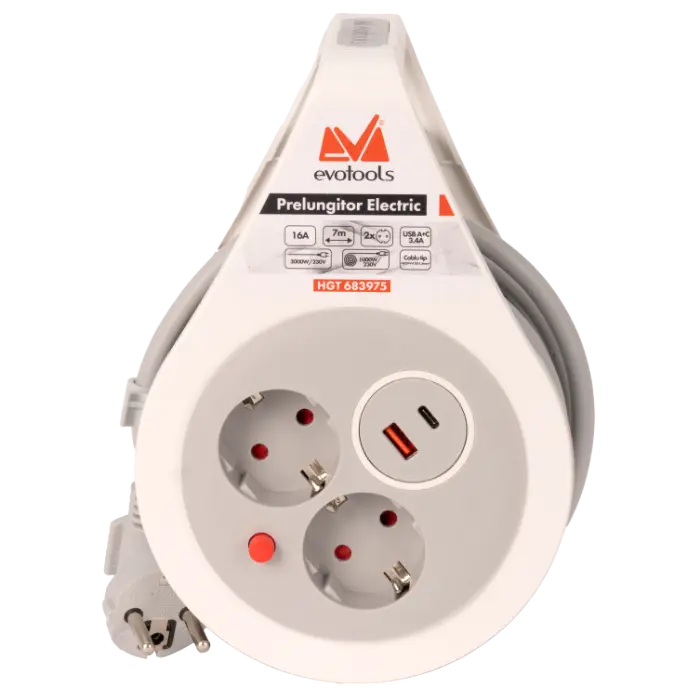 Electrice - Prelungitor Electric 2P+2USB A+C Evotools