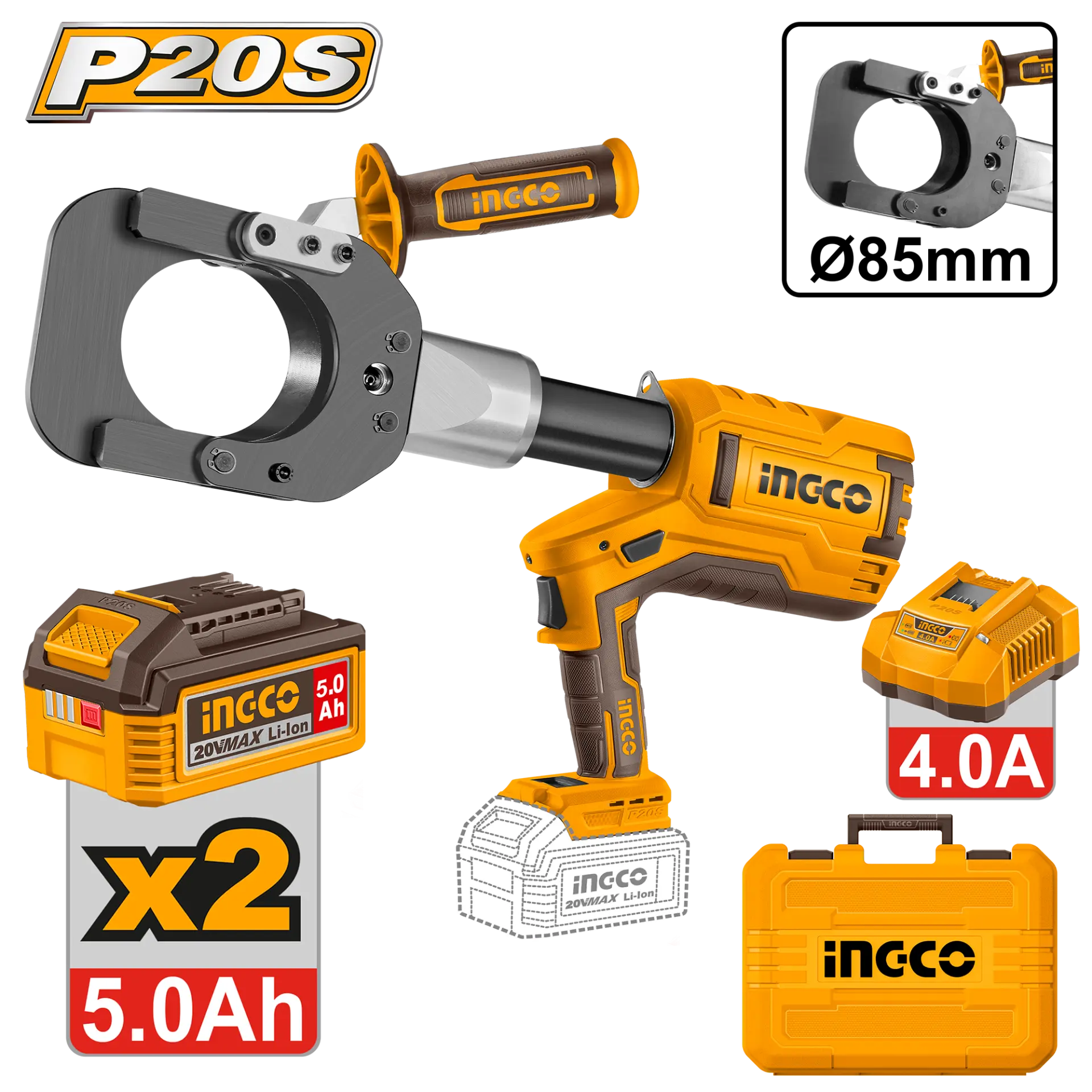 Mufare si sertizare tevi - Presa pentru Taiere Cablu 85mm cu 2 Acumulatori