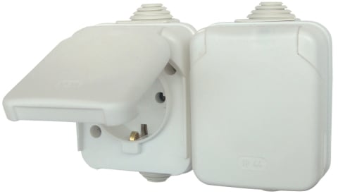 Electrice - Priza PT cu Capac Dubla Antigron Schuko IP 44