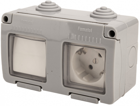 Prize - Priza Schuko + Intrerupator pentru Exterior