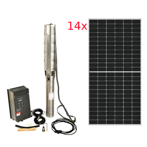 Gradina & gospodarie - Progarden Pachet Aqua SOLAR 4053 pompa submersibila, 3", solar, 3000W/300V, MPPT, 660L/min, 45m, multietajata apa curata + 14 x SP460M-72H Panou fotovoltaic