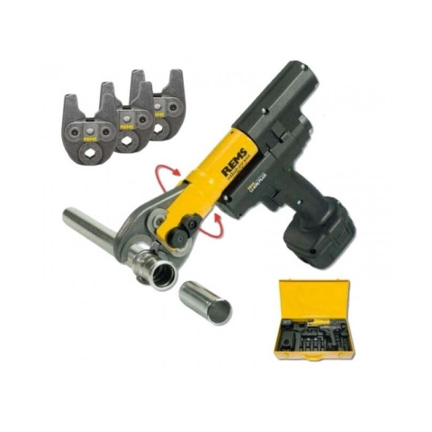 Sanitare - REMS Pachet presa radiala cu acumulator Mini-Press ACC Li-Ion Super-Aktion + 3 clesti de presare 578X11 R220