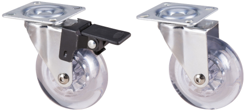 Roti carucioare & platforme - Roata Mobila Pivotanta cu Flansa PP Transparent - Fara Frana
