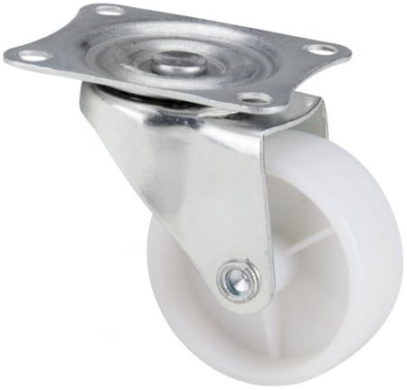 Roti carucioare & platforme - Roata Pivotanta cu Flansa din PVC Alb pentru Mobilier - Diametru 40 mm Tip Fara Frana Dimensiuni flansa 40x45 mm Sarcina maxima 30 kg
