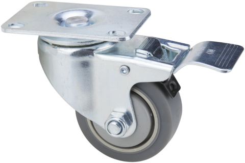 Roti carucioare & platforme - Roata Pivotanta cu Flansa TPR Gri - Fara Frana Sarcina Maxima 110 kg