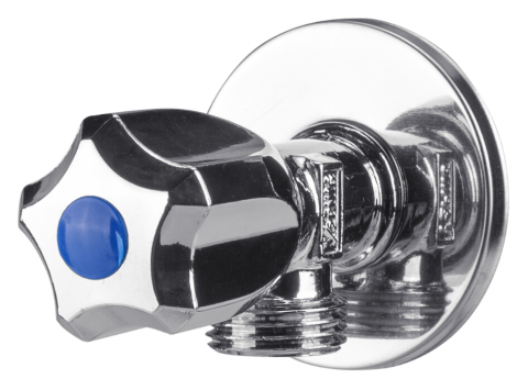 Sanitare - Robinet Coltar Nichelat cu Cap Armatura din Cauciuc 1002