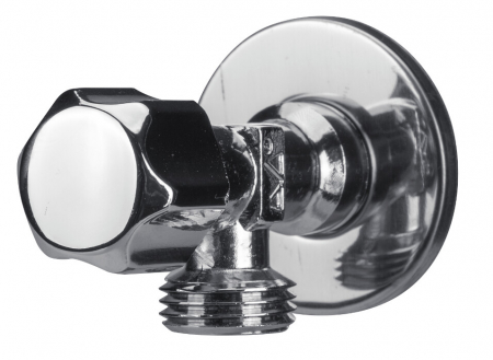 Sanitare - Robinet Coltar Nichelat cu Cap Armatura din Cauciuc 1003