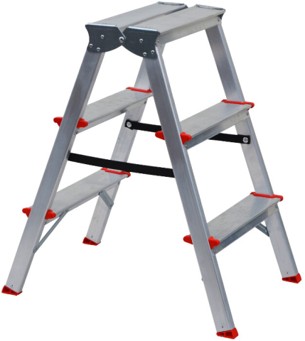 Scari, platforme si schele - Scara Aluminiu Dubla 1167 - Inaltime platforma 65 cm Nr. Trepte 3 Lungime Tronson 72 cm