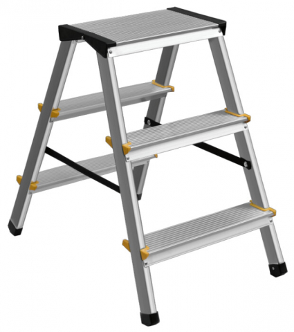 Scari, platforme si schele - Scara Dubla din Aluminiu 1120 - Nr. trepte 4 Lungime tronson 87 cm Inaltime platforma 81 cm Inaltime lucru 281 cm
