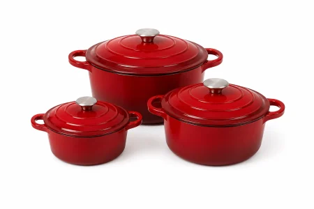 Camping - Set 3 Oale din Fontă Emailată cu capac Master Gustav – 2,8 L + 4 L + 6 L