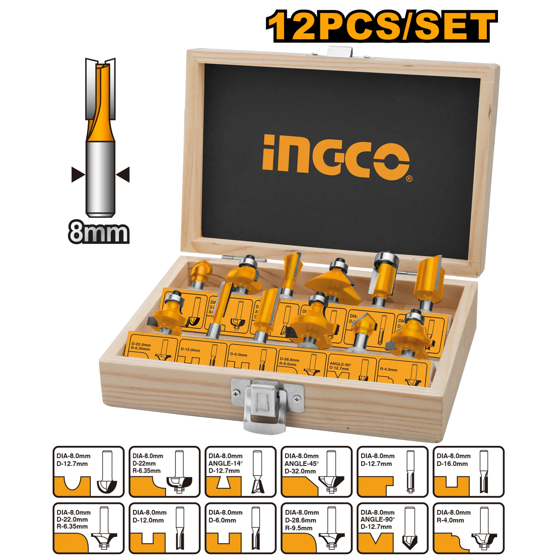 Freze alezoare - Set accesorii oberfreza 12 buc
