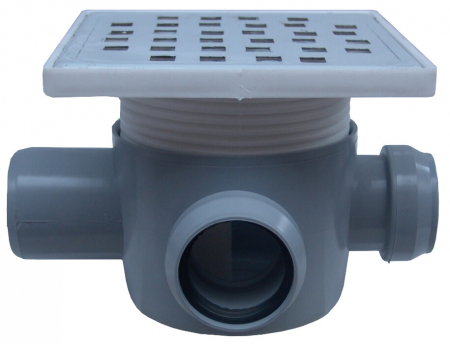Sanitare - Sifon Pardoseala Patrat cu Inaltator SL 2 Intrari 90/180 grade Dreapta SP-H75-160-2