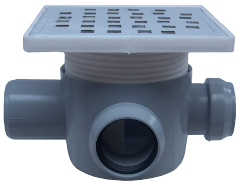 Sanitare - Sifon Pardoseala Patrat cu Inaltator SL 2 Intrari 90/180 grade Dreapta SP-H75-160-2