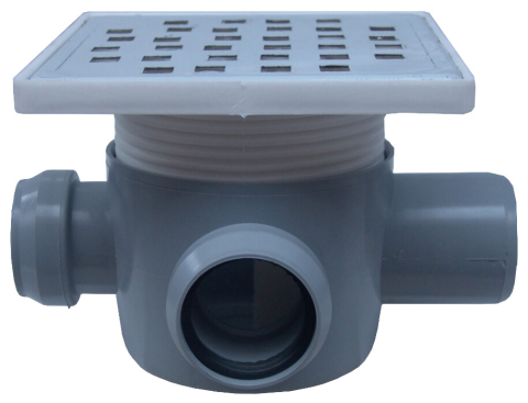 Sanitare - Sifon Pardoseala Patrat cu Inaltator SL 2 Intrari 90/180 grade Stanga SP-H75-160-1