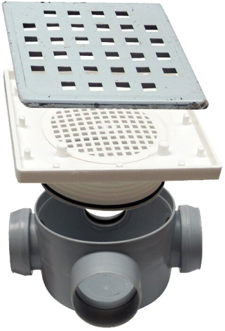 Sanitare - Sifon Pardoseala Patrat cu Inaltator SL 3 Intrari SP-H80-340L50-1