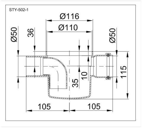 Sifon Pardoseala SL 1 Intrare 180 grade STY502 [1]