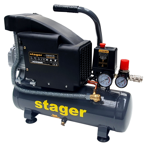 Compresoare aer - Stager HM1010K compresor aer, 6L, 8bar, 126L/min, monofazat, angrenare directa