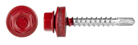 Surub Autoforant Rosu cu Varf Normal Filet pentru Metal si Saiba EPDM [2]