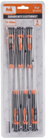 Surubelnita Electronist TPR Orange (6 piese) - Lungime 75-150 mm Amprenta 2.4-3 [1]