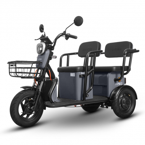 Triciclete - Triciclu electric Voltarom APM5, 60V, 20 AH, 1000W, fara permis, 25km/h, Gri, autonomie pana la 40km