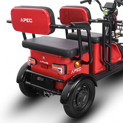 Triciclu electric Voltarom APM5, 60V, 20 AH, 1000W, fara permis, 25km/h, Rosu, autonomie pana la 40km [11]