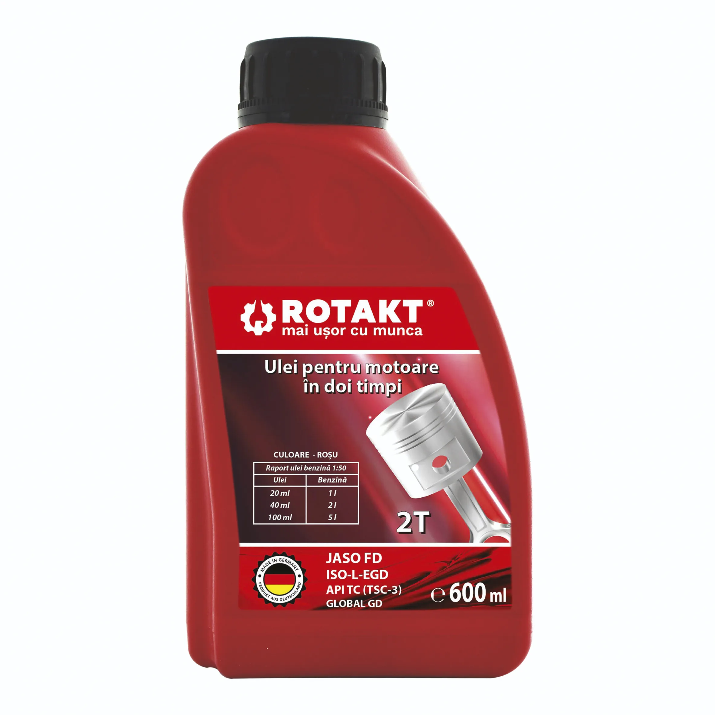 Accesorii motosape si motocultoare - Ulei rosu pentru motoare in 2T ROTAKT 0.600 L