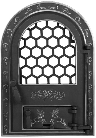 Uz casnic & industrial - Usa Semineu cu Geam Cerbi Ornamente Argintii Mare