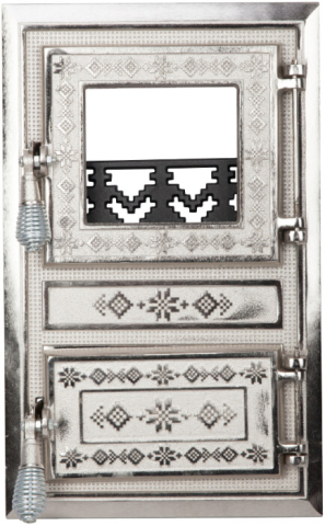 Usa Soba Monobloc cu Geam Motive Romanesti Nichelata [0]