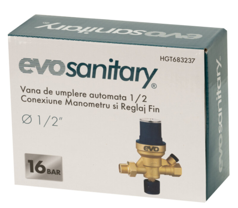 Reductor Presiune Apa cu Filtru 1/2, Conexiune Manometru si Reglaj Fin EvoSanitary [1]