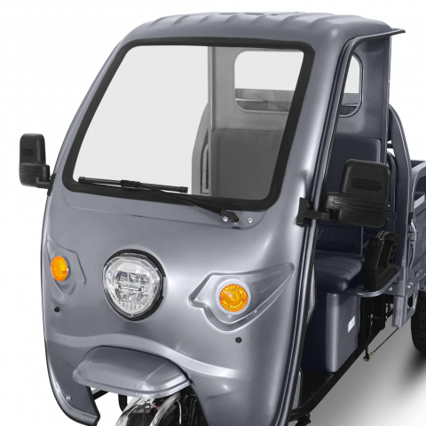 Voltarom Hercules, motor 3900W, 72V, 60 AH, viteza maxima 25 km pe ora, pana la 70km autonomie, Fara Permis, Triciclu Electric VT5, Tuk Tuk, Cu cabina, Gri [1]