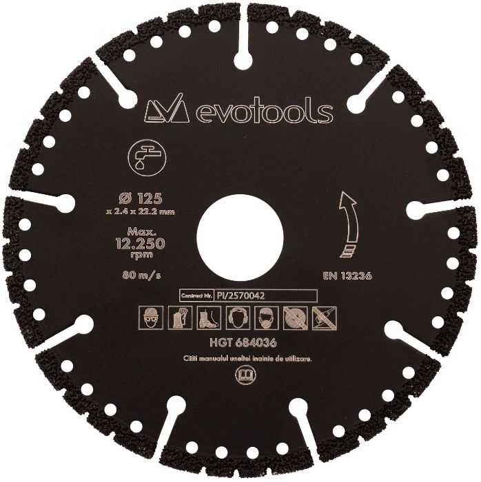 sere si solarii profesionale preturi Disc Diamantat Debitare Beton si Sticla Evotools 125 mm, 2.4 mm