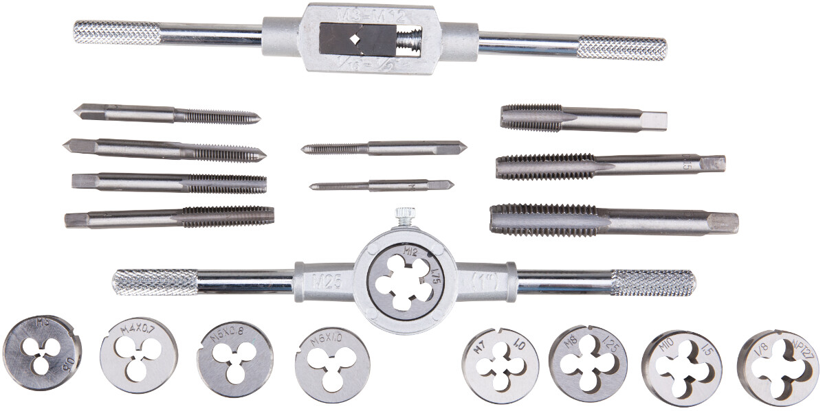 filiere Filiere Manuale + Tarozi (20 piese) EvoTools - Diametru filiere (M3x0.5)-(M12x1.75) mm