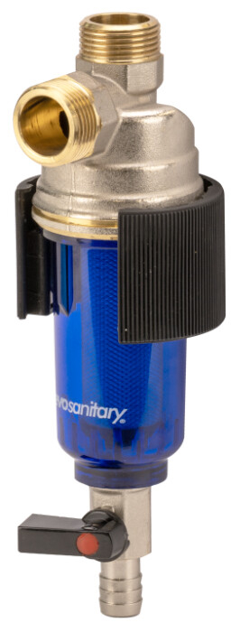 autocolant transparent Filtru Antimagnetita cu Vas Transparent, Sita Inox si Purjare Evosanitary