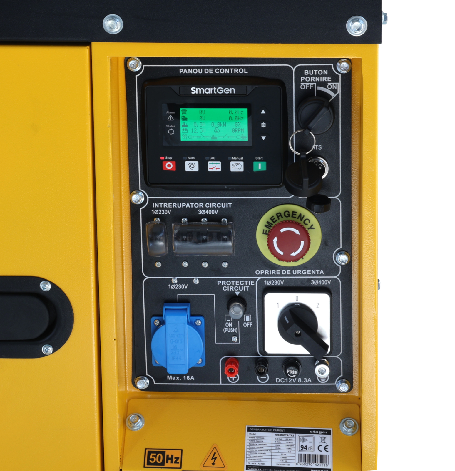 contor bidirectional trifazat Generator insonorizat Stager YDE8600TA-TA3 V2, 7.5kVA, DualPower 230-400V, diesel, 3000rpm, pornire electrica