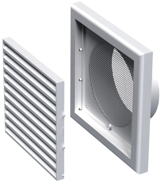 pavaj grila Grila de Ventilatie pt Fatada 1111 MV120Vs, 187 mm, 125 mm, Alb