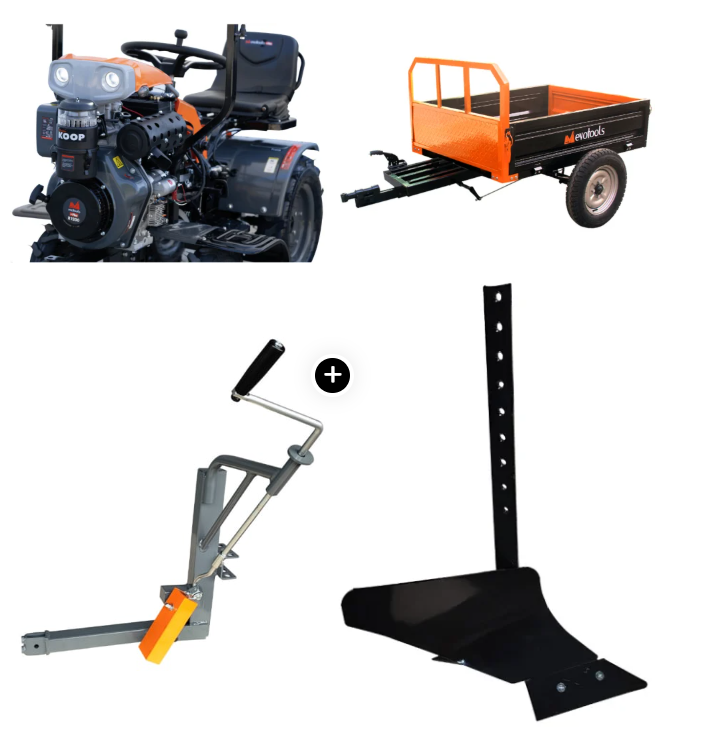 cutie viteze dacia papuc 1.9 diesel 4x4 Minitractor Ride-On 4x4 R1200 + Accesorii,Evotools PLUS Motor Diesel Koop Pornire Electrica cu Remorca si Accesorii