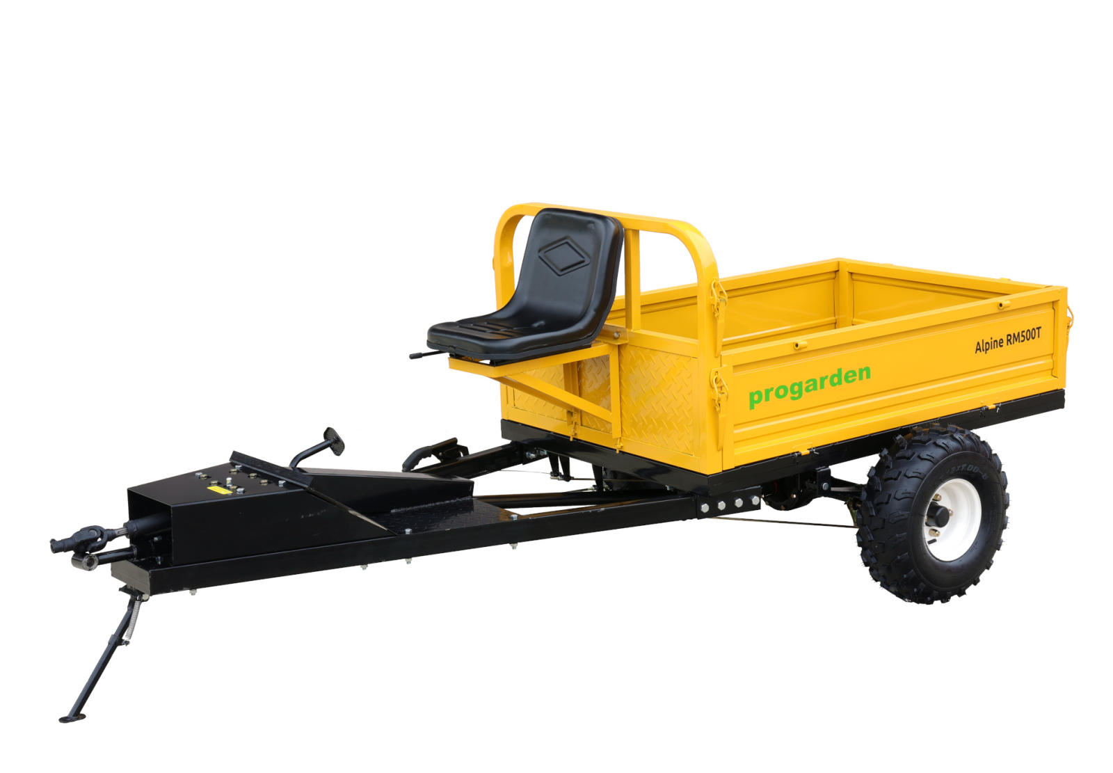 motocultor ProGARDEN Pachet Alpine RM500T Remorca cu tractiune 500kg, 1 osie, prindere bolt pentru motocultor, roti 19x7-8 si set manicoti Adaptiv 3 in 1 S