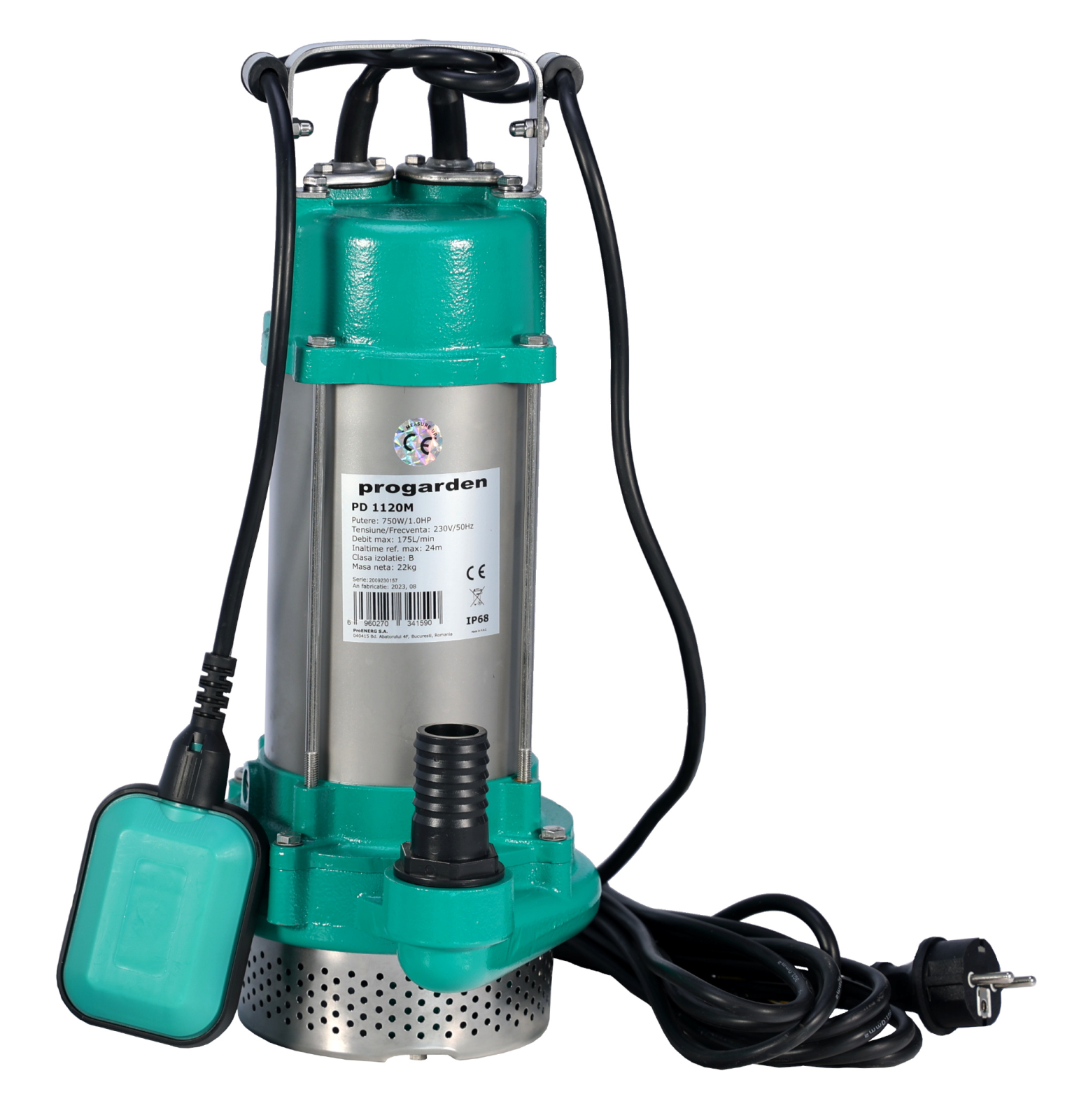 sistem drenaj curte ProGARDEN PD 1120M Pompa drenaj 1.25 , 750W, apa murdara, 175L min, 24m, plutitor